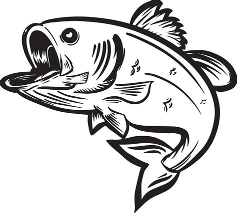 black white vector illustration of fish leaping 2378139 Vector Art at ...