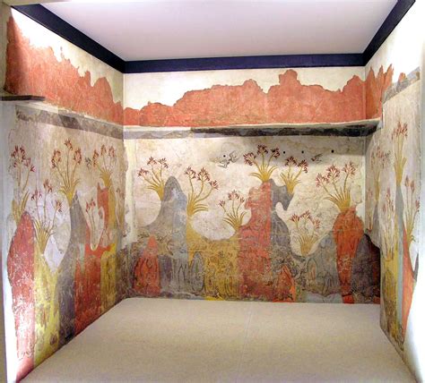 Minoan Spring Fresco West Wall Swallows Scene