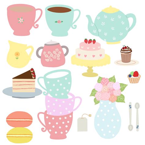 Cute Tea Party Clip Art Tea Time Clipart Instant Download - Etsy