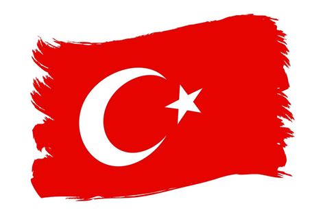 Turkey flag paint brush strokes isolated on white background. Vector ...