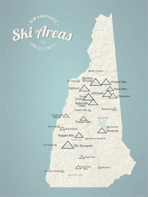 New Hampshire Ski Resorts Map 18x24 Poster - Best Maps Ever