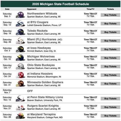 Penn State Football Printable Schedule