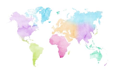 Colorful Watercolor World Map Wallpaper - Happywall