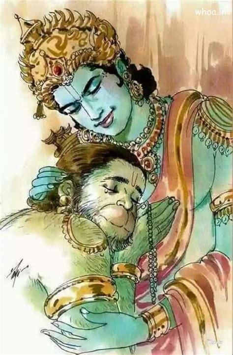 The Beautiful Image Of Lord Shri Ram And Hanuman Milan