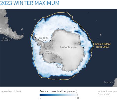 2023 Antarctic sea ice winter maximum is lowest on record by a wide ...