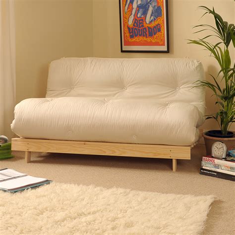 Cream 4ft 2 Seater Wooden Luxury Futon Sofa Bed