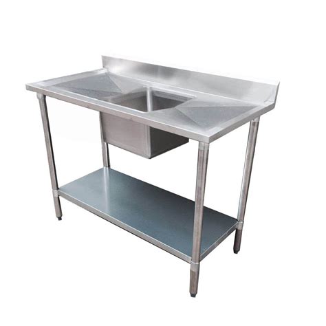 Economic 304 Grade Stainless Steel Single Sink Benches 700 Deep & 1200 ...