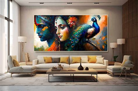 Buy Krishna Painting Modern Indian Art Radha Krishna Asian Art Online ...