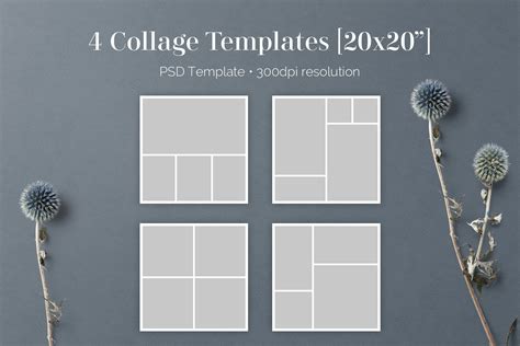 4 20x20 Photo Collage Template PSD | Templates & Themes ~ Creative Market