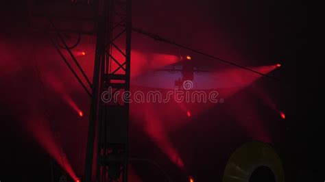 Equipment for Tightrope Walkers in a Circus with Red Concert Lighting ...