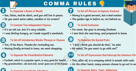 Comma (,) When to Use a Comma with Important Comma Rules • 7ESL