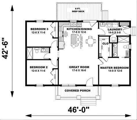 Ranch Style House Plan - 3 Beds 2 Baths 1311 Sq/Ft Plan #44-228 ...