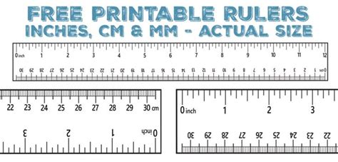 rulers with the words free printable rulers inches cm mm actual size