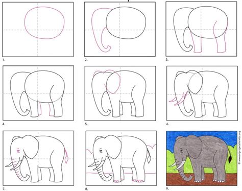 Easy How to Draw an Elephant for Kids Tutorial Video and Elephant ...