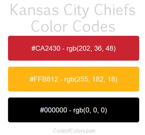 Kansas City Chiefs Colors - Hex and RGB Color Codes