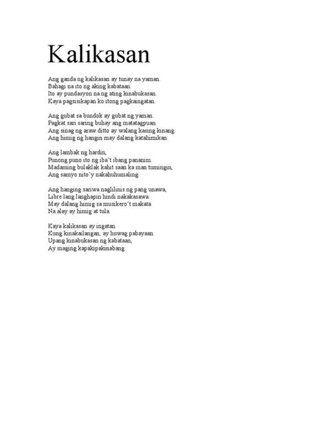 Spoken Words Tagalog About Kalikasan