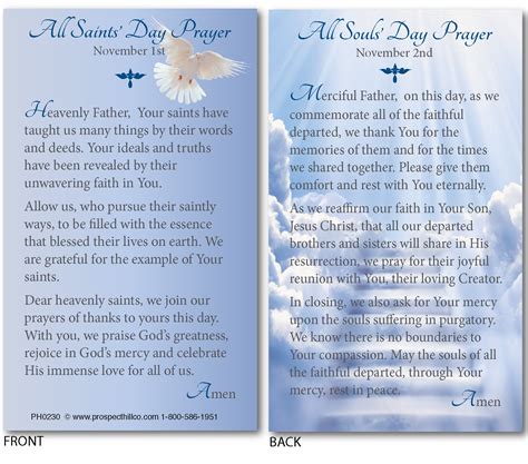 All Saints’ Day and All Souls’ Day Prayer Card (100 count) – Prospect ...