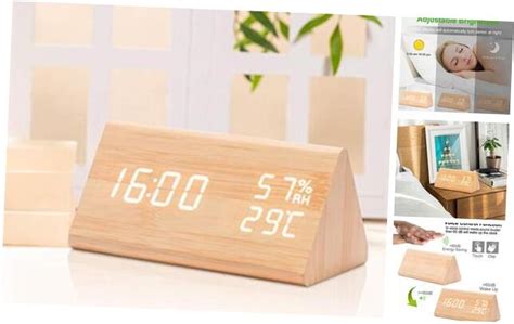 Digital Wooden Alarm Clocks for Bedrooms with LED Large Display, 3 ...