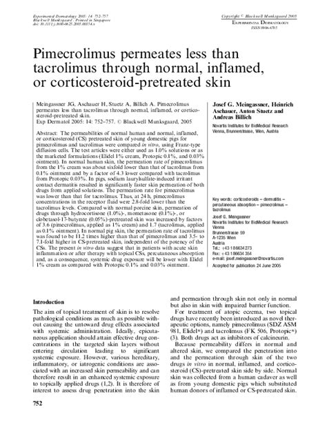 (PDF) Pimecrolimus permeates less than tacrolimus through normal ...