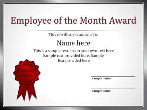 Impressive Employee Of The Month Award And Certificate intended for ...