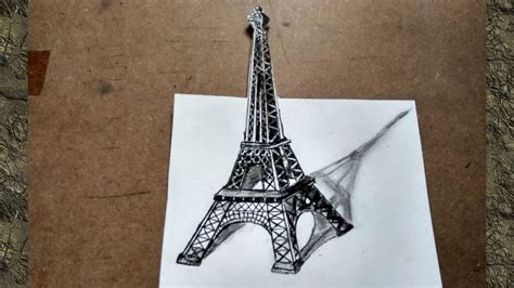 How to draw 3d Eiffel tower step by step | 3d drawing on paper for ...