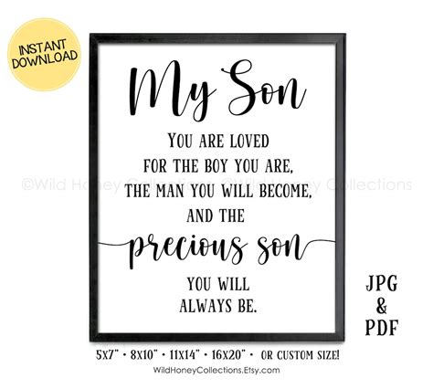 My Son Poem, Precious Son, You Are Loved, Printable Quote, Gift for Son ...