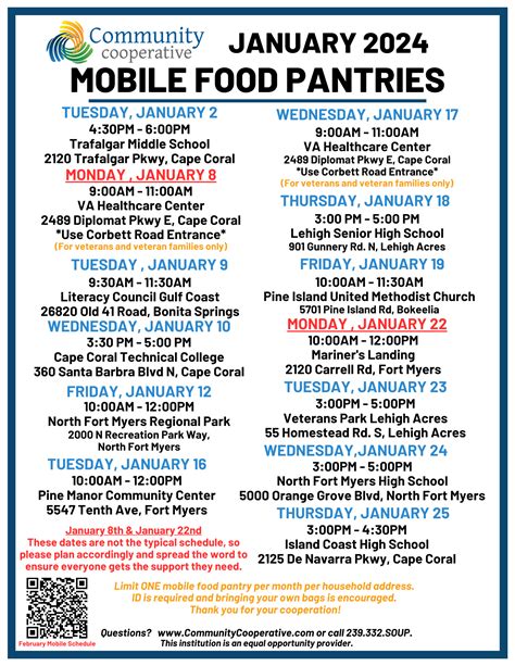 Community Cooperative Announces January 2024 Mobile Food Pantry Times ...