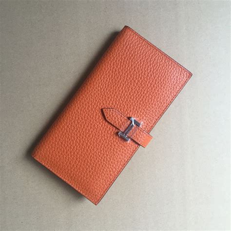 Hermes calf leather Wallet H005 in orange