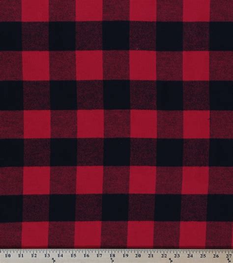 Flannel Buffalo Plaid 2"x2.5" Buffalo Check Red Black Woven Cotton ...