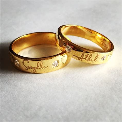 Artistic Name Engraved Gold Couple Rings | ubicaciondepersonas.cdmx.gob.mx