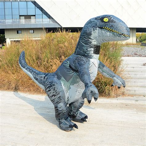 Adults Mascot Movie The Blue Raptor Dinosaur Inflatable Costume Women ...