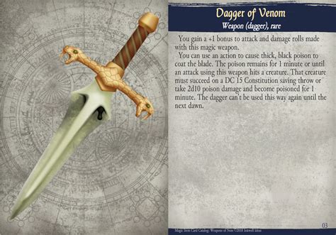 Magic Item Card Catalog: Dagger of Venom – Inkwell Ideas