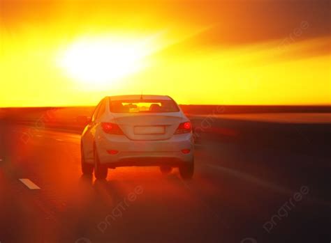 Car At Sunset On The Highway Photo Background And Picture For Free ...