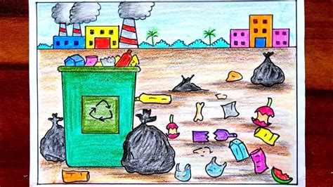 Land Pollution Drawing For Kids