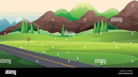 Road Side with Nature View illustration Stock Vector Image & Art - Alamy