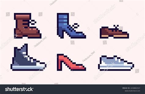 Different Shoes Pixel Art Set Male Stock Vector (Royalty Free ...