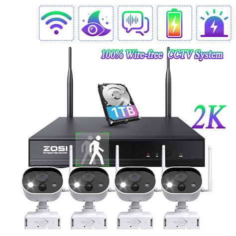 3MP Battery Powered Wireless Security Camera System with Audio, ZOSI 2K ...