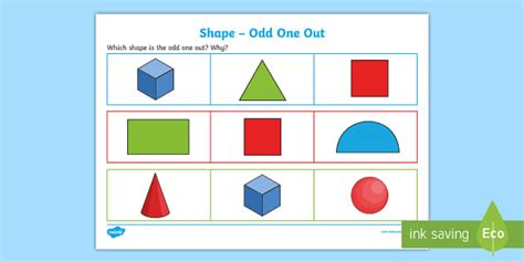 Shape Odd One Out Worksheet / Worksheet (creat de profesori)