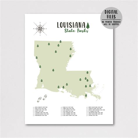 Louisiana State Parks Map | Gift For Hiker | Louisiana Map – Nomadic Spices