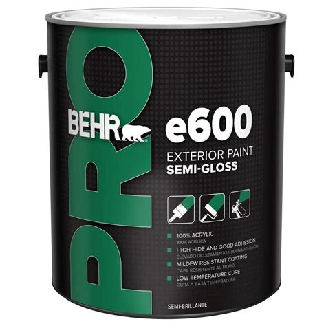 BEHR PRO 1-gal. e600 White Semi-Gloss Acrylic Exterior Paint-PR67001 ...