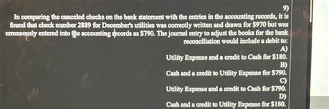 Solved In comparing the canceled checks on the bank | Chegg.com