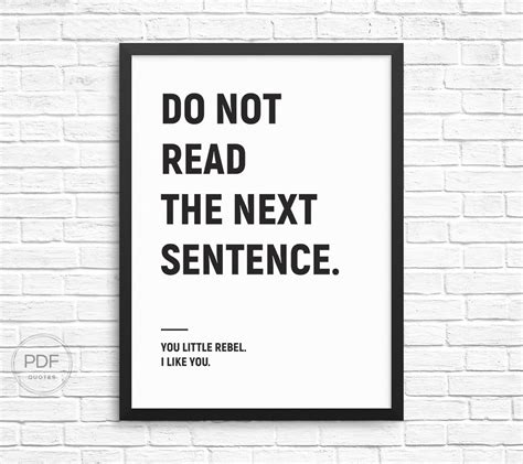 Do Not Read the Next Sentence. You Little Rebel. I Like You. Typography ...