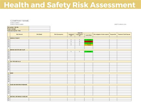 Health & Safety Risk Assessment Template, PROJECT MANAGEMENT - Etsy Canada