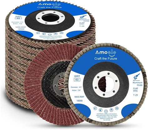 amoolo 4 1/2 Inch Flap Disc, 10PCS-60 Grit Angle Grinder Sanding Discs ...