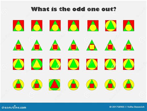 What is the Odd One Out, Different Colorful Geometric Shapes for ...