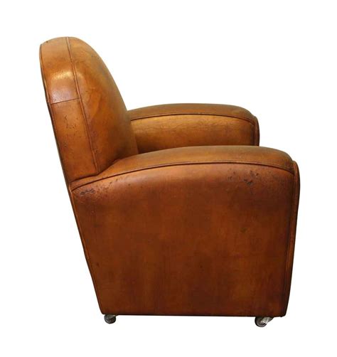 Vintage Rolling Brown Leather Club Chair | Olde Good Things