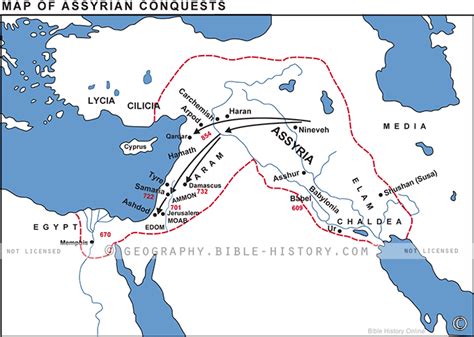 Assyrian Conquests - Basic Map (72 DPI) 1-Year License - Bible Maps and ...