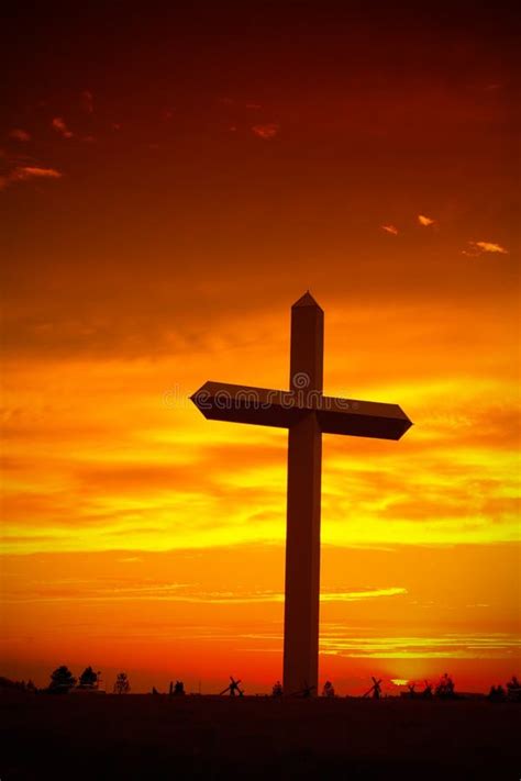 Christian Cross Silhouette During Sunset Stock Photos - Image: 18550193