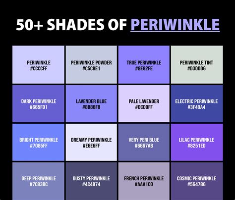 50+ Shades of Periwinkle Color (Names, HEX, RGB, & CMYK Codes ...