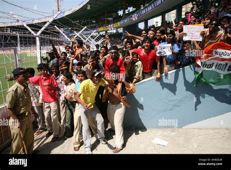 Indian cricket fans excited chanting songs singing stadium India Mumbai ...